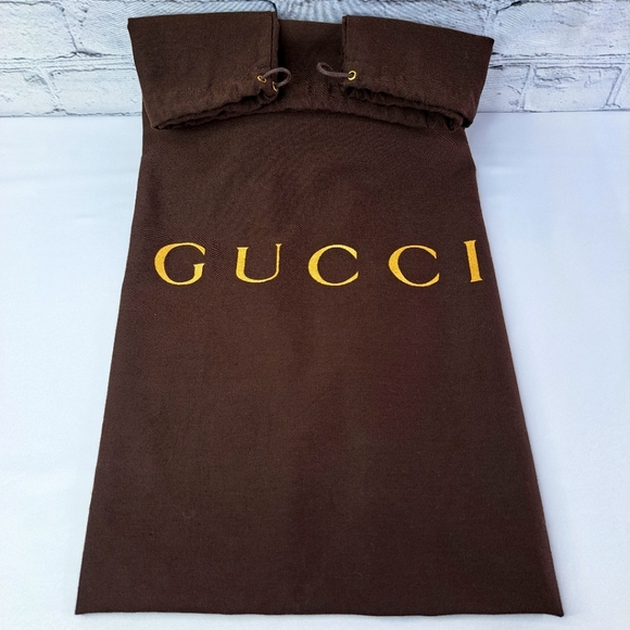 'GUCCI' GOLD~LEAF LOGO DUST BAG 21"×21" DOUBLE RIVET - Picture 3 of 12